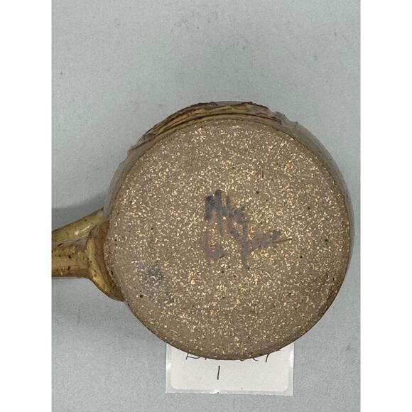 Signed Art Pottery Mug Fish Salmon Speckled Cream Natural Coffee Cup Fishing - Picture 5 of 8